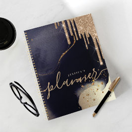 Agenda Elegante guión de Purpurina de oro desliza acuarel
