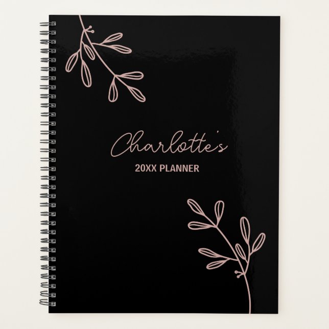 Agenda Elegante guión libro de citas florales rosadas neg (Anverso)