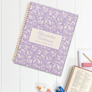 Agenda Elegante Guión Mínimo de Patrón de Hojas Florales