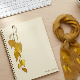 Agenda Elegante hoja de abedul dorada Navidad personaliza