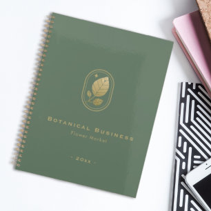 Agenda Elegante Hoja de Oro Minimal Verde Botánico Modern