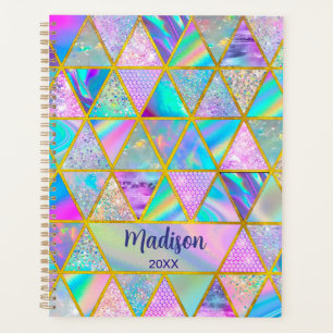 Agenda Elegante holográfico trendy faux dorado geométrico