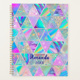 Agenda Elegante holográfico trendy faux geométrico de pla