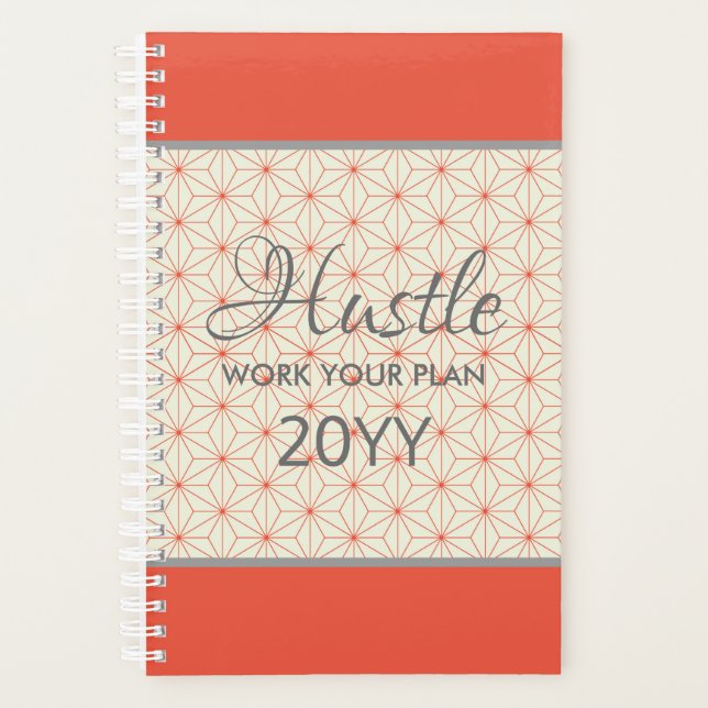 Agenda Elegante Hustle 2019 Naranja Taupe Personalizado (Anverso)