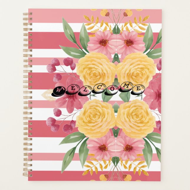 Agenda Elegante Invitación de Despedida de Soltera con Fl (Anverso)
