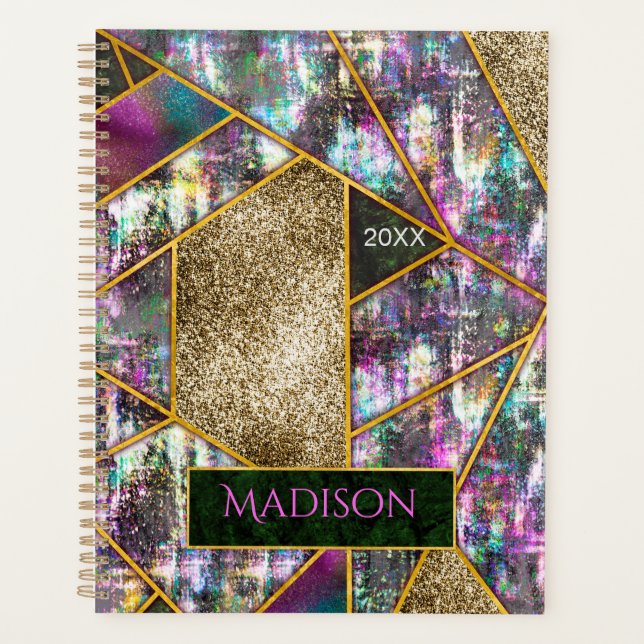 Agenda Elegante iridiscente giratorio geométrico (Anverso)