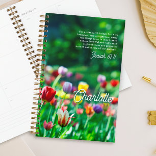 Agenda Elegante jardín de flores de tulipán personalizado