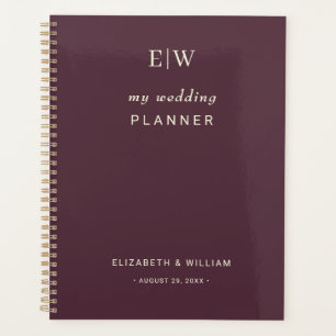 Agenda Elegante Laca Sencilla de Cerezo, Boda de Monogram