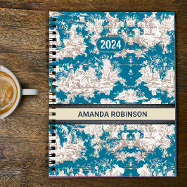 Agenda Elegante lago azul turquesa vintage toile de jouy