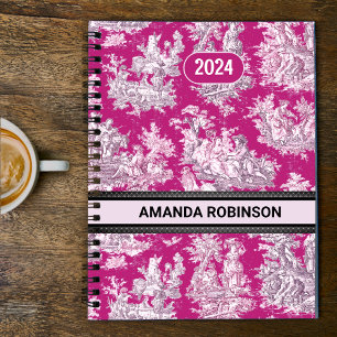 Agenda Elegante lago magenta rosa vintage toile de jouy