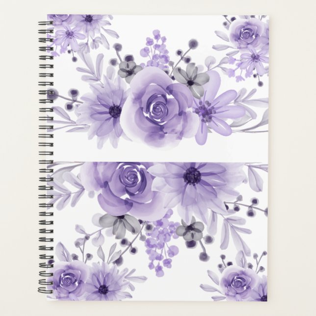 Agenda Elegante Lavanda Púrpura Floral acuática (Anverso)