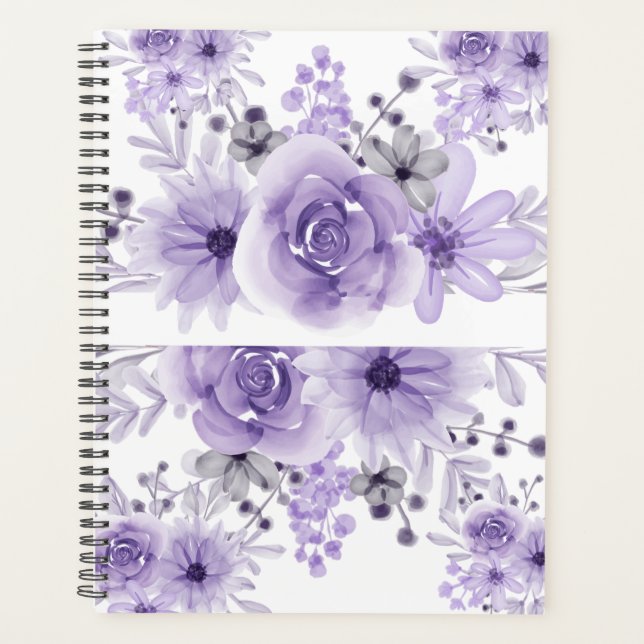 Agenda Elegante Lavanda Púrpura Floral acuática (Anverso)
