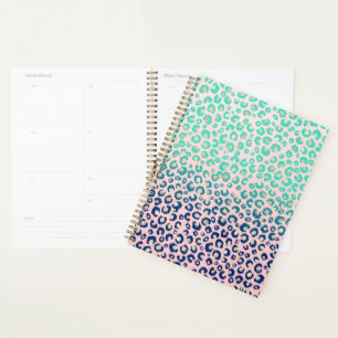 Agenda Elegante Leopardo dorado impresión Blue Mint Gradi