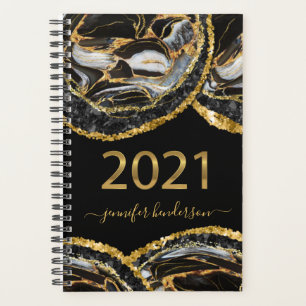 Agenda Elegante libro de citas de Mármol Negro y Oro 202