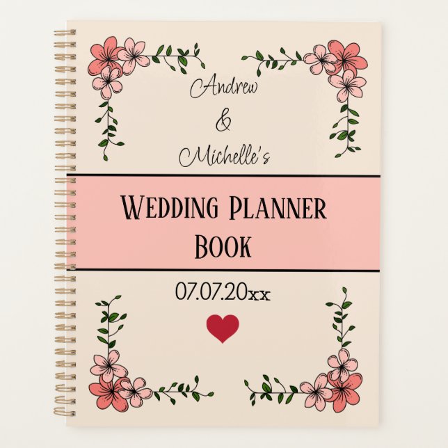 Agenda Elegante libro de planeamiento de boda floral pers (Anverso)