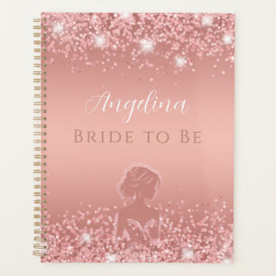 Agenda Elegante Lluvia de Brillo Rosa Dorado de Lujo para