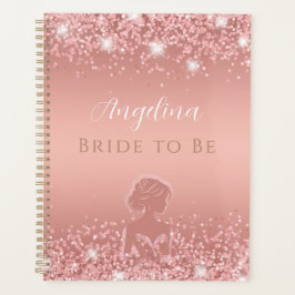 Agenda Elegante Lluvia Dorada Rosa de Lujo para Bridal Sh