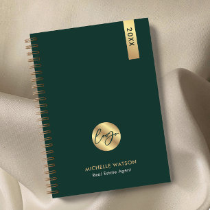 Agenda Elegante Logotipo de negocios Green & Gold Corpora