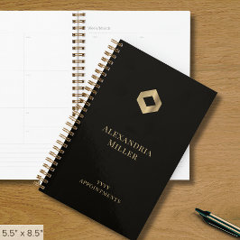 Agenda Elegante Logotipo de oro negro