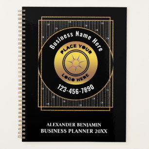 Agenda Elegante logotipo de oro negro Personalización com
