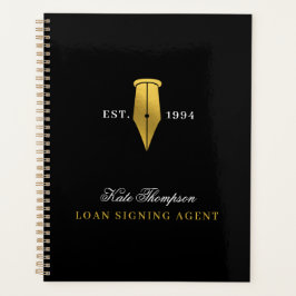 Agenda Elegante Logotipo Dorado de Agente de Firma Notari