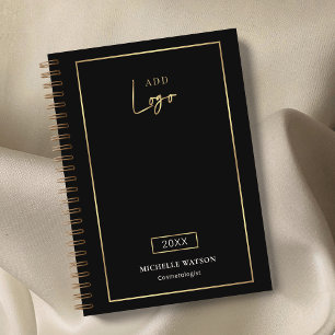 Agenda Elegante Logotipo Negro y Dorado Empresa Personali