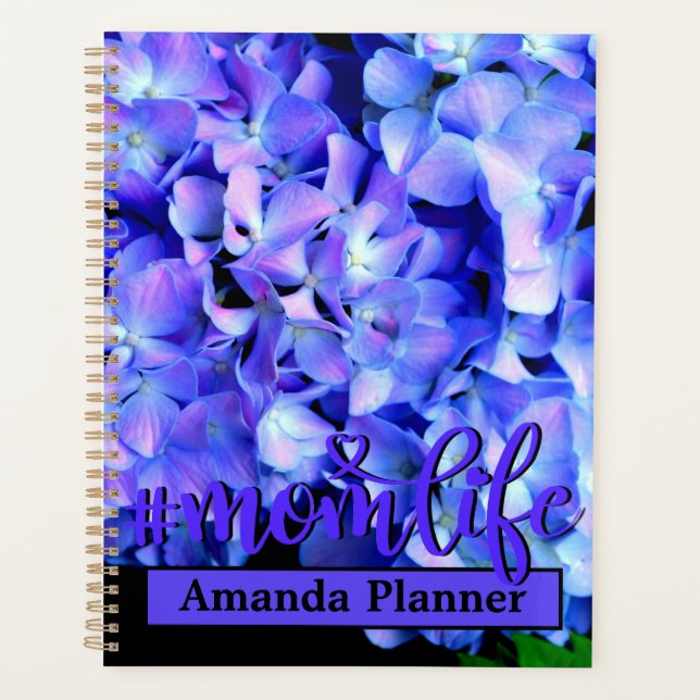 Agenda elegante luz morado azul magenta floral hidrangea (Anverso)