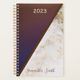 Agenda Elegante Magenta Burgundy Oro Zorro Marmorizado 20