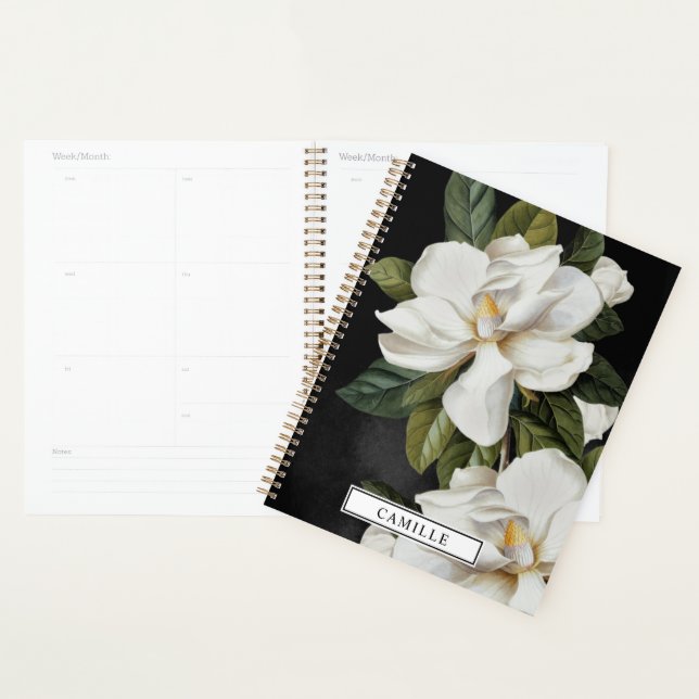 Agenda Elegante Magnolia Planner Blanco y Negro (Demostración)