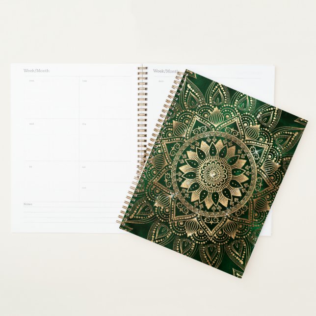 Agenda Elegante Mandala dorada verde (Demostración)