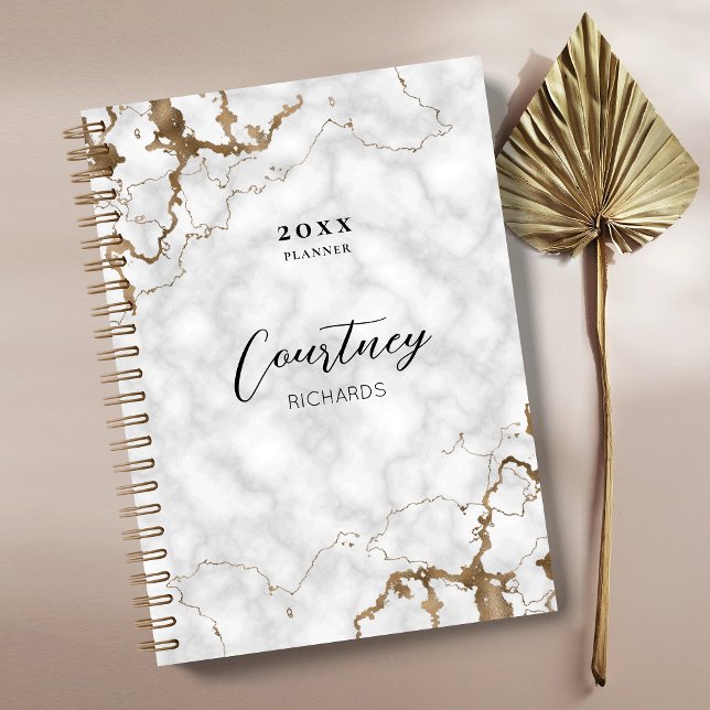Agenda Elegante Marble & Gold Logo Initials Business 2023 (Subido por el creador)