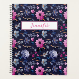 Agenda Elegante Marina Azul rosa floral