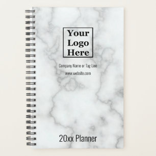 Agenda Elegante Mármol Blanco Tu Logo Aquí 2025