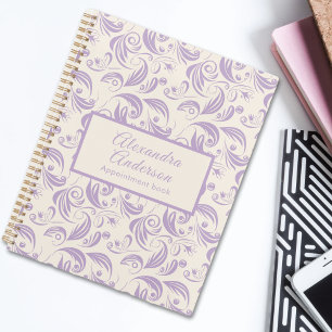 Agenda Elegante Mínimo De Hojas Violetas Patrón Guión De 