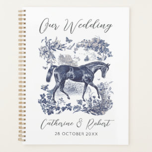 Agenda Elegante Moda de época Boda de tela de caballo azu