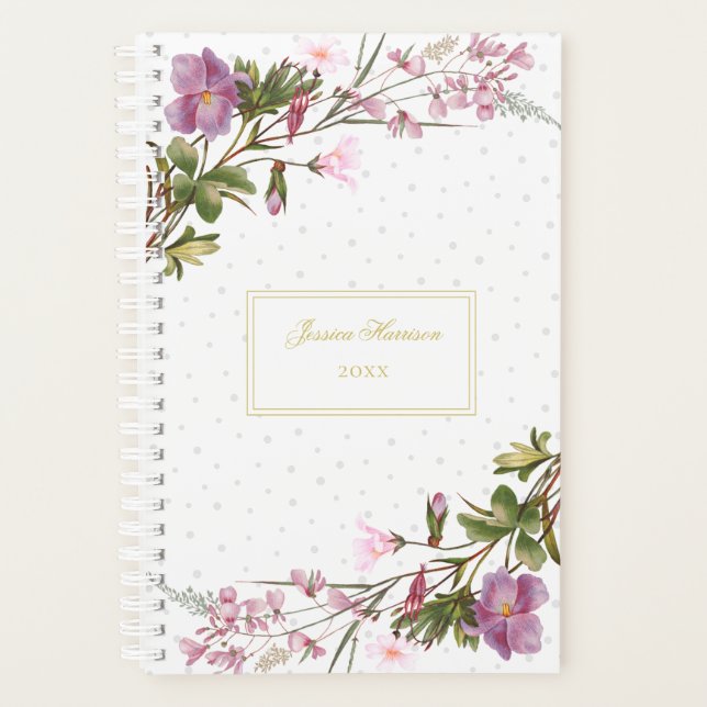 Agenda Elegante Moda de época rosa rosa Lilac púrpura (Anverso)
