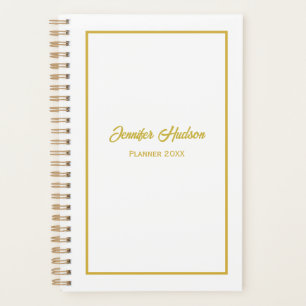 Agenda Elegante Moda Minimalista White Gold Weekner Plann