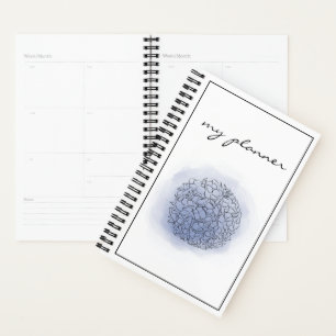 Agenda Elegante Moda moderna acuarela Flores azules paste