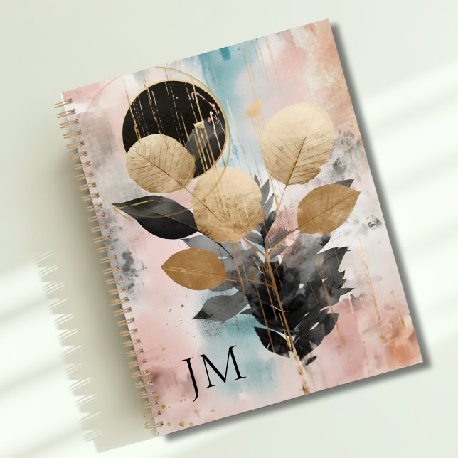 Agenda Elegante Monograma Botánico Oro Moderno (Elegant Modern Gold Botanical Monogram Planner)