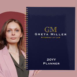 Agenda Elegante Monograma Clásico de Oro Anual