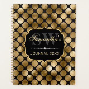 Agenda Elegante Monograma de Círculos de Pan de Oro Falso