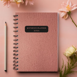 Agenda Elegante Monograma de Cuero Rosa de Oro Rosa Giron