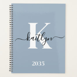 Agenda Elegante Monograma de Letra en Azul Polvo