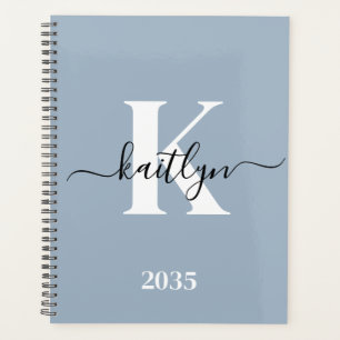 Agenda Elegante Monograma de Letra en Azul Polvo