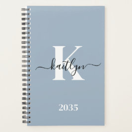 Agenda Elegante Monograma de Letra en Azul Polvo