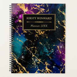 Agenda Elegante Monograma de Mármol Galaxia con varios Co