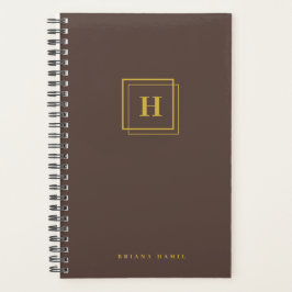 Agenda Elegante Monograma de Oro Geométrico Doble Marco M