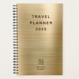 Agenda Elegante Monograma de Viaje en Falso Oro