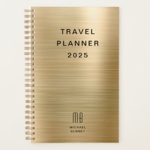 Agenda Elegante Monograma Faux Gold Travel