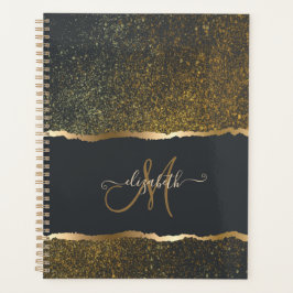Agenda Elegante Monograma Moderno con Toque de Oro